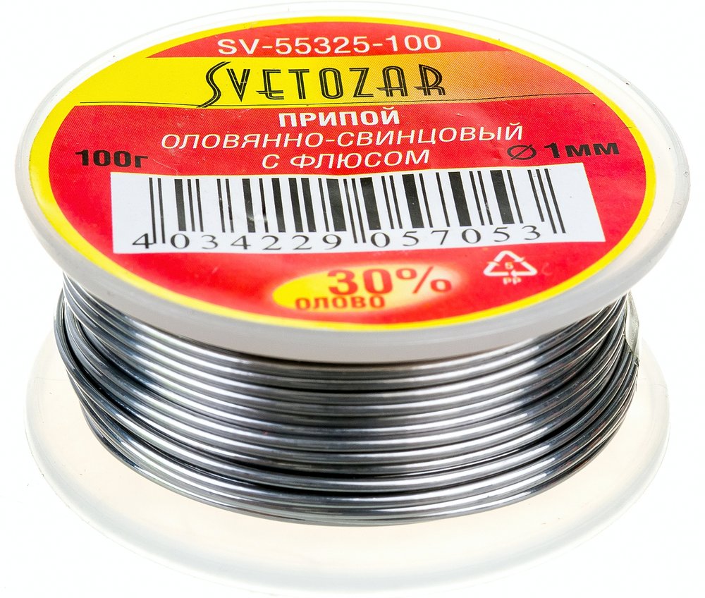 Оловянно-свинцовый припой Светозар 100 гр. 30% Sn/70% Pb SV-55325-100