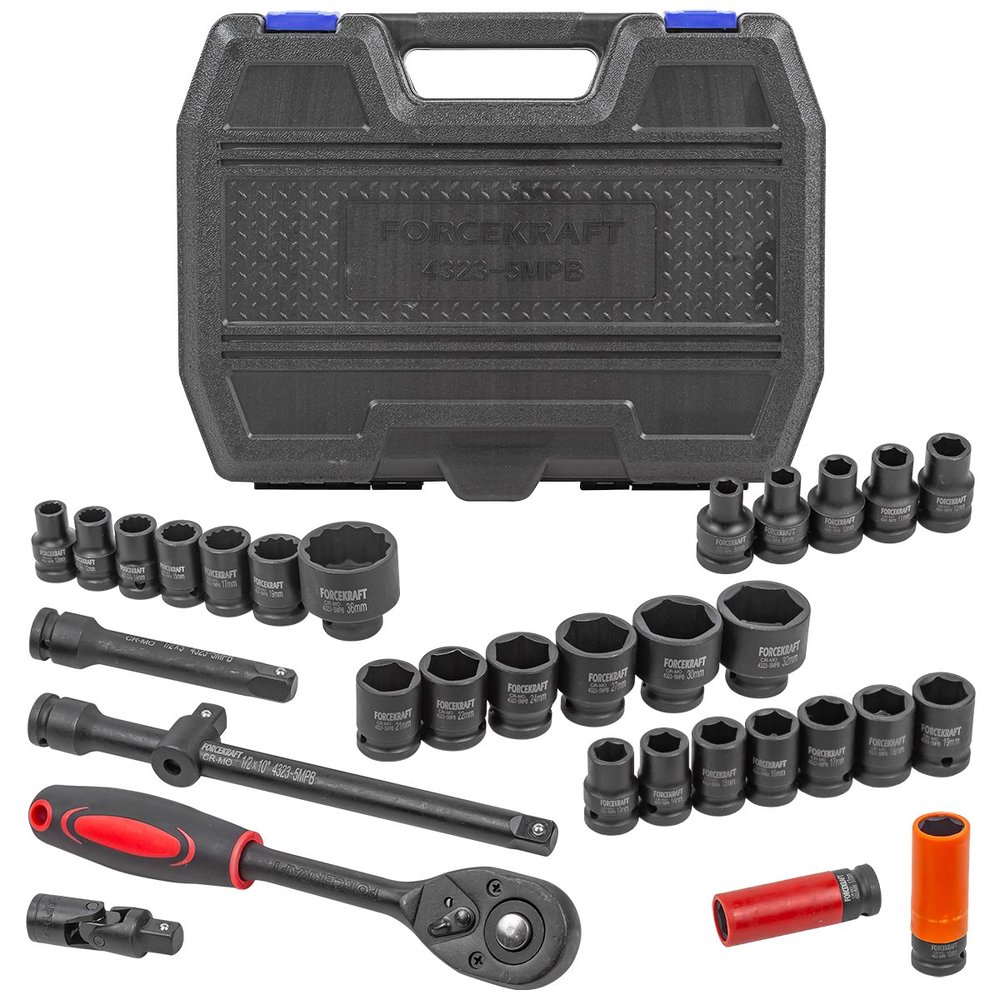 Набор инструментов FORCEKRAFT ударные, 32пр, 1/2' FK-4323-5MPB(26459)