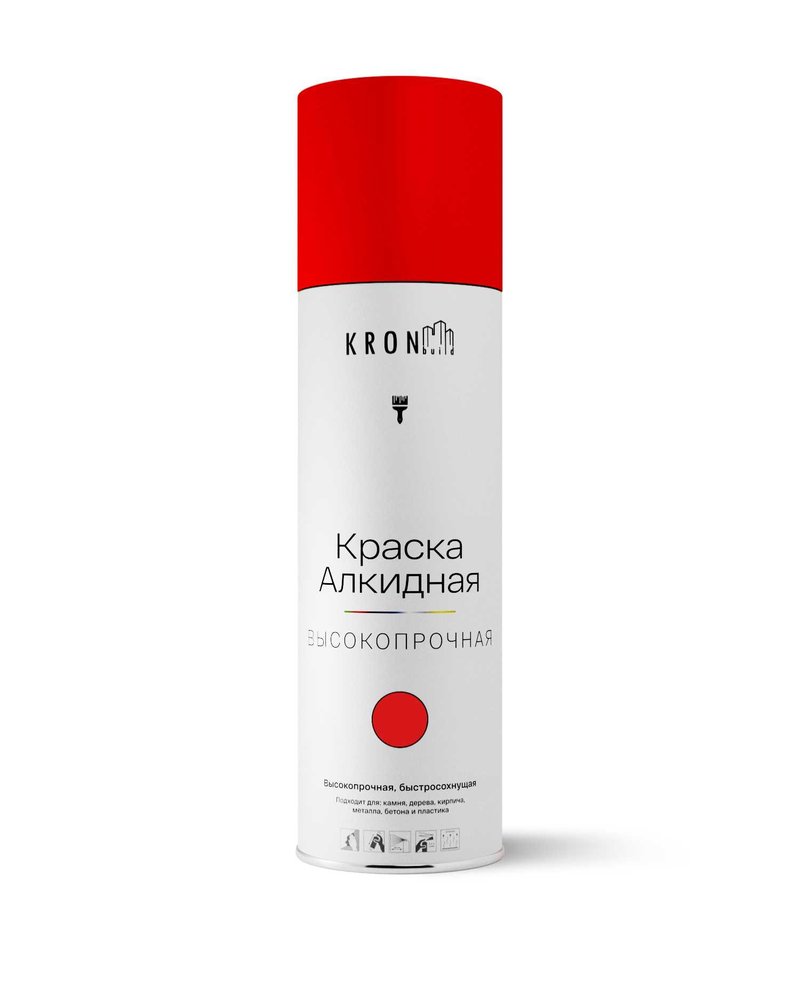 Эмаль алкидная Kronbuild RAL 3020 красная, глянец, 520 мл SPA3020G