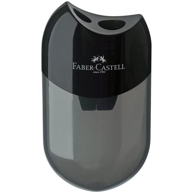 Пластиковая точилка Faber-Castell 2 отверстия, контейнер, черная 183500