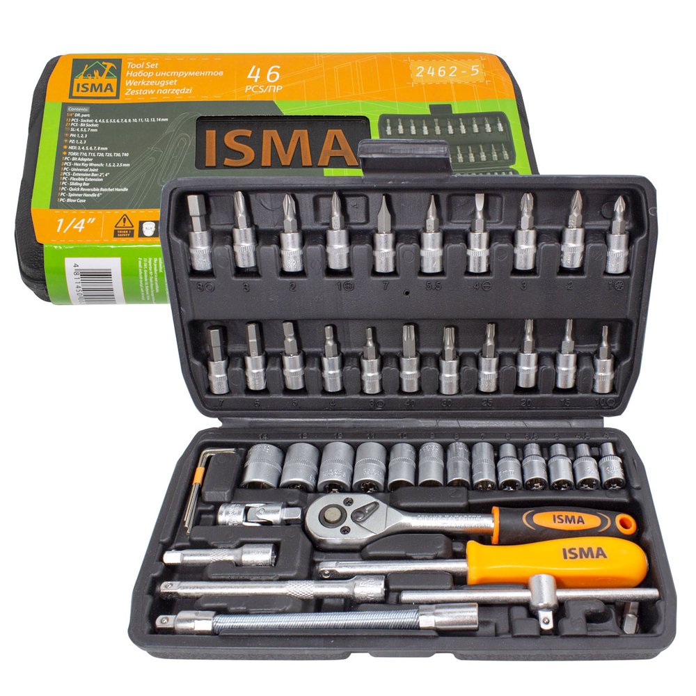 Набор инструментов ISMA 1/4' 46 предметов ISMA-2462-5(47891)