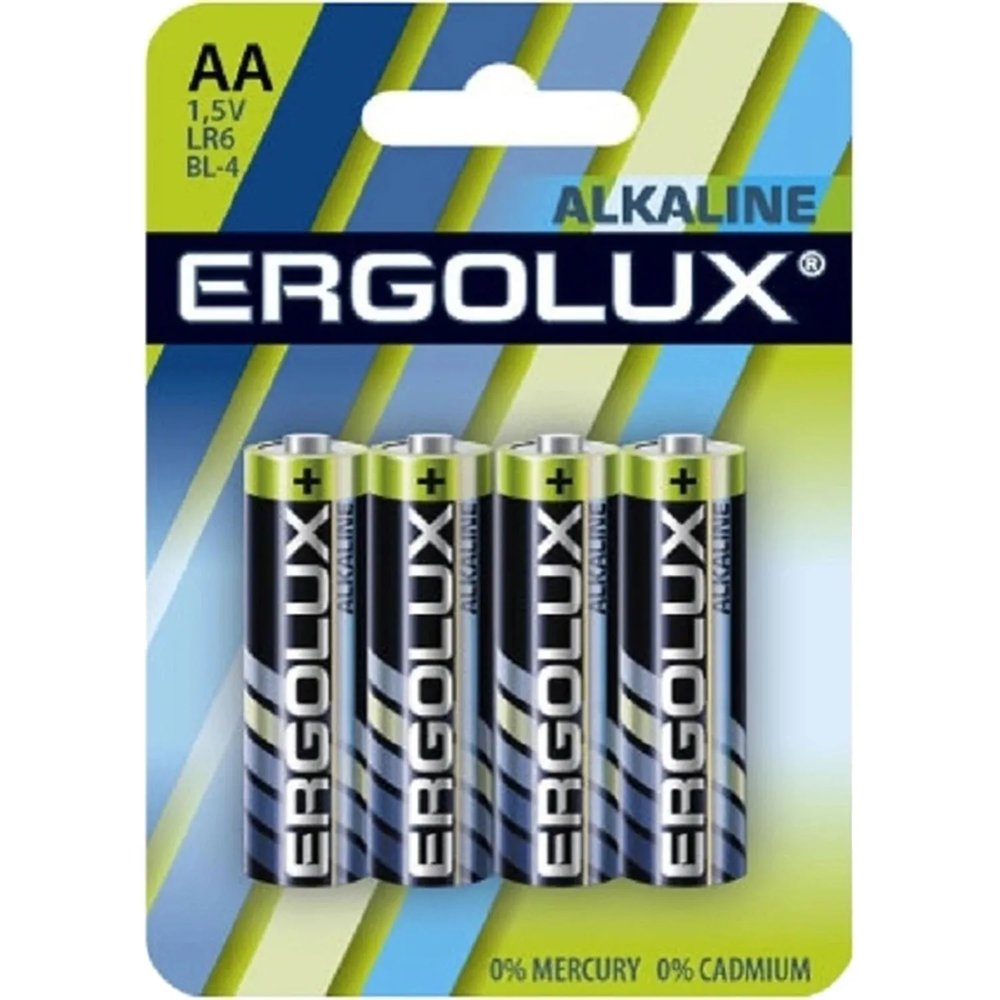 Батарейка Ergolux AA/LR 6 Alkaline BL-4 (LR 6 BL-4, 1.5В)(4 шт в уп.)