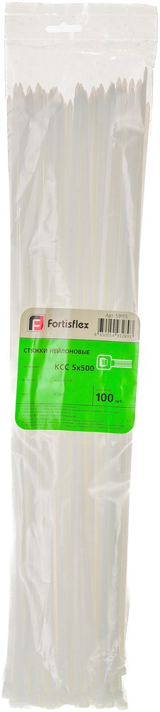 Нейлоновые стяжки FORTISFLEX КСС 5х500 белый 100 штук 59155