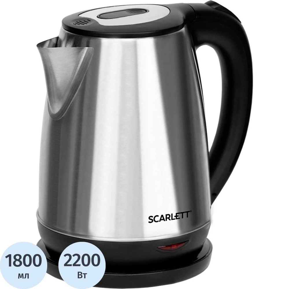 Чайник SCARLETT SC-EK21S34, электрический, 2200Вт, 1.8л, сталь