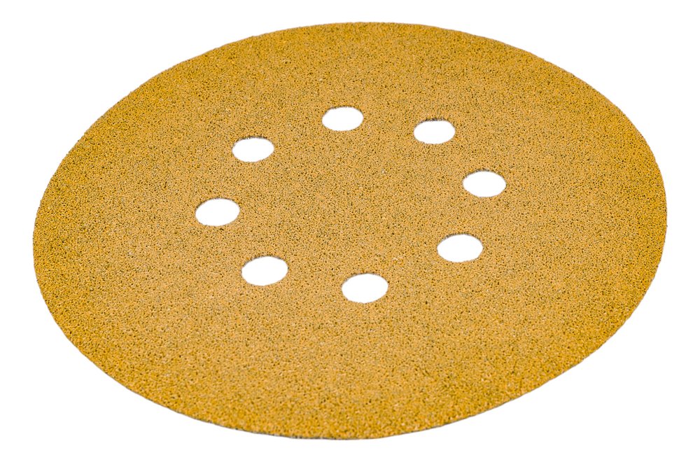 Диск абразивный с липучкой Sandpaper (yellow) 150 мм, 8 отверстий, P60, 5 шт BRUSHTEX 150Y8-60