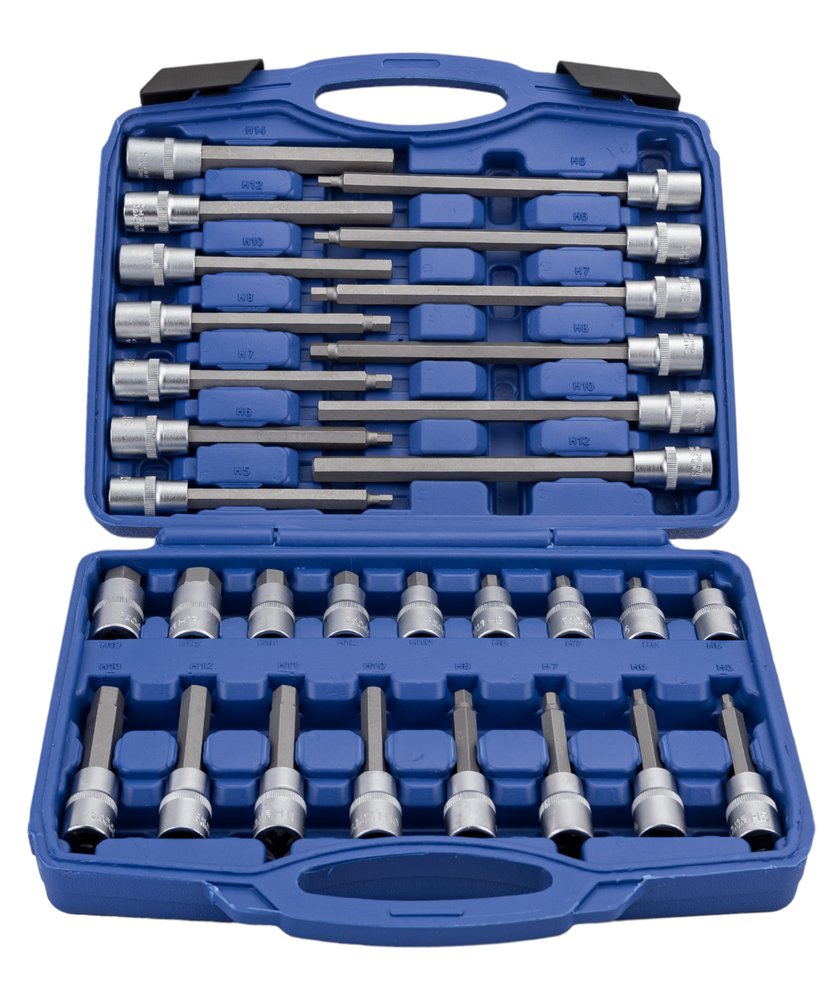 Набор головок со вставками HEX 5-19 мм, L55-200 мм, 30 предметов AV Steel AV-921065