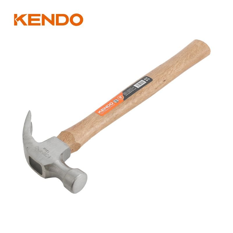 Молоток-гвоздодер KENDO с  деревянной рукояткой, 450 гр 25123