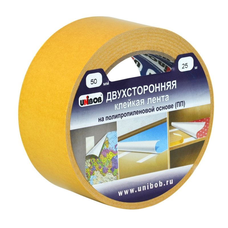 Двусторонняя клейкая лента UNIBOB 50 мм х 25 м 211741