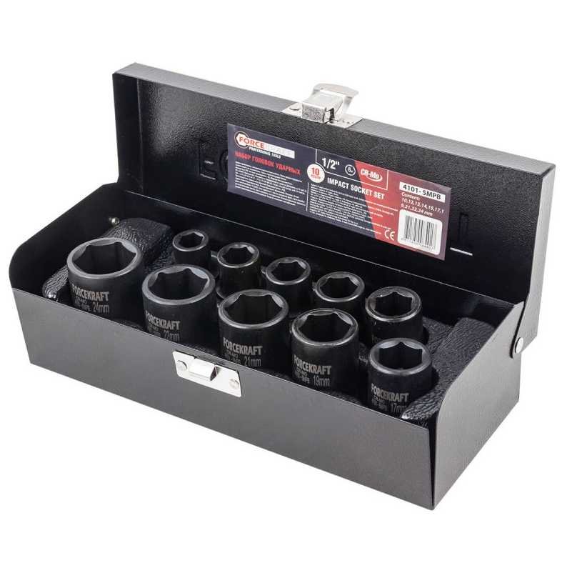 Головки ударные, набор 10 предметов, 1/2' 6-гранная Forcekraft FK-4101-5MPB(57283)