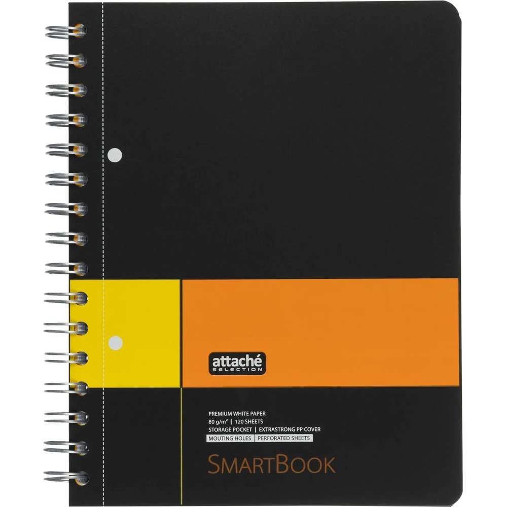 Бизнес-тетрадь SMARTBOOK А5 120л. клетка,спир,микроп,разд,карм,жел-оран