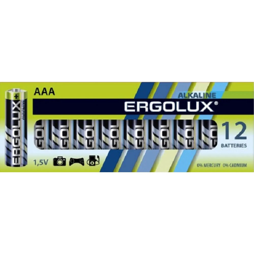 Батарейка Ergolux AAA/LR 03 Alkaline BP-12 (LR 03 BP-12, 1.5В)(12 шт в уп.)