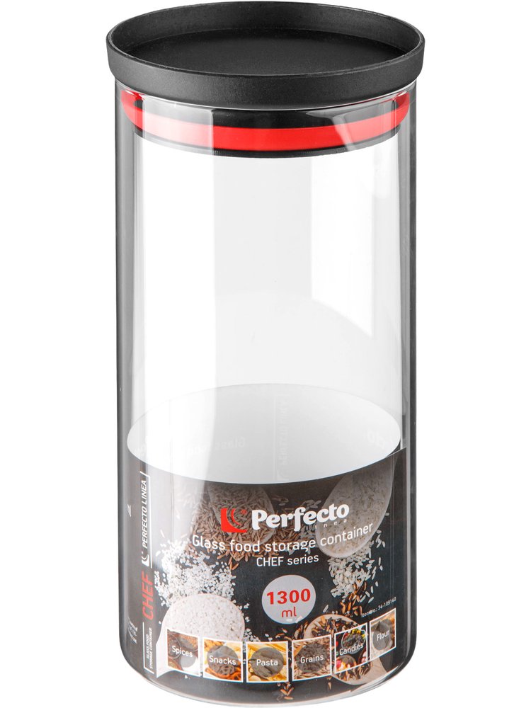 Банка для сыпучих продуктов PERFECTO LINEA стеклянная, 1300 мл, серия CHEF 34-109140