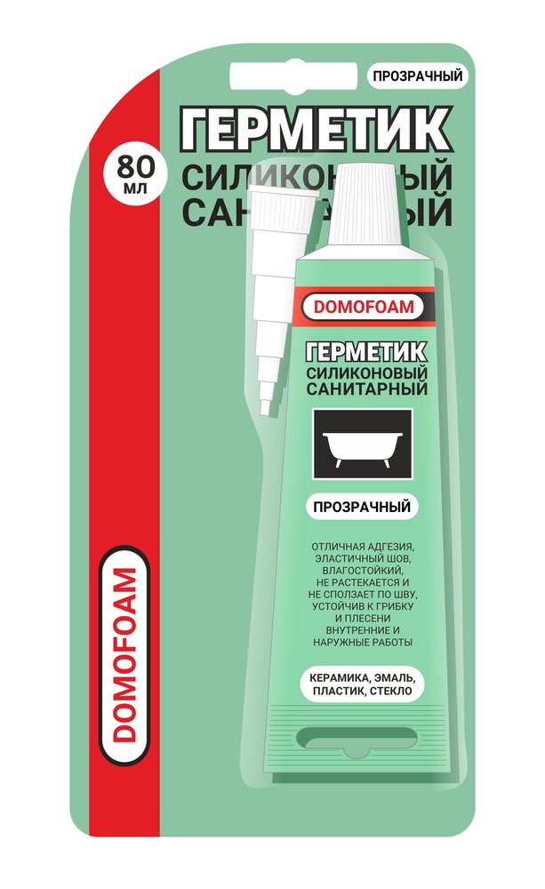 Герметик силиконовый санитарный DOMOFOAM 0.08 л, прозрачный 9782104