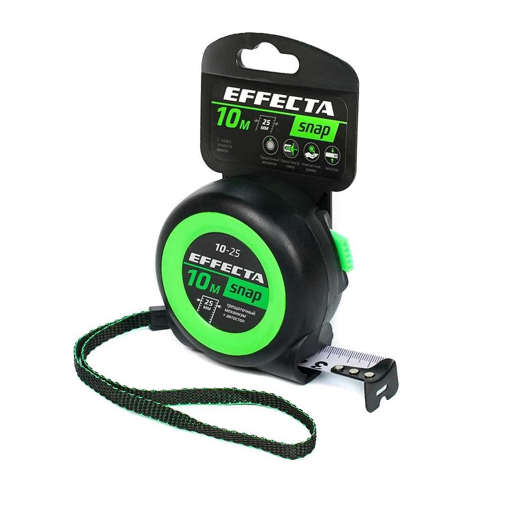 Рулетка EFFECTA SNAP автостоп, 10 м, 25 мм 561025