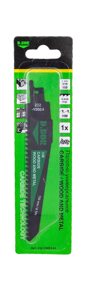 Полотно универсальное CARBIDE / WOOD AND METAL 115х150 мм, шаг 4 мм, HM D.BOR D-232-150E4-01