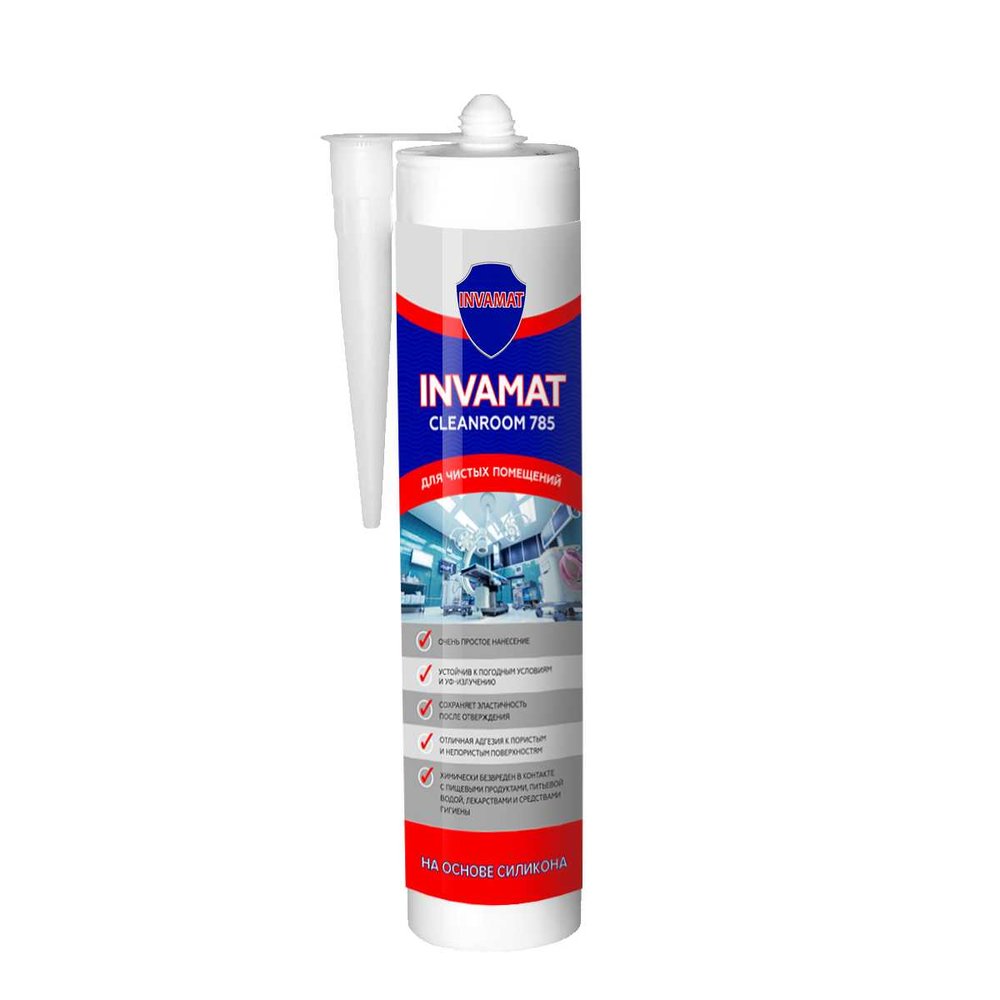 Силиконовый нейтральный герметик INVAMAT CLEANROOM для чистых помещений, белый, 310 мл 785