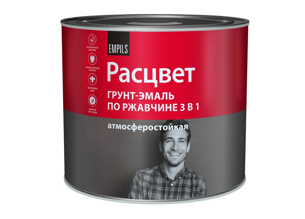 Грунт-эмаль по ржавчине Расцвет алкидная, зеленая, 1.9 кг 65193