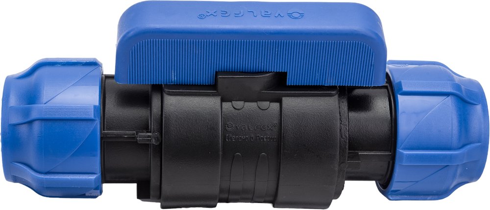 Шаровой кран VALFEX ПНД компрессионный цанга - цанга разборный 32x32121001233232