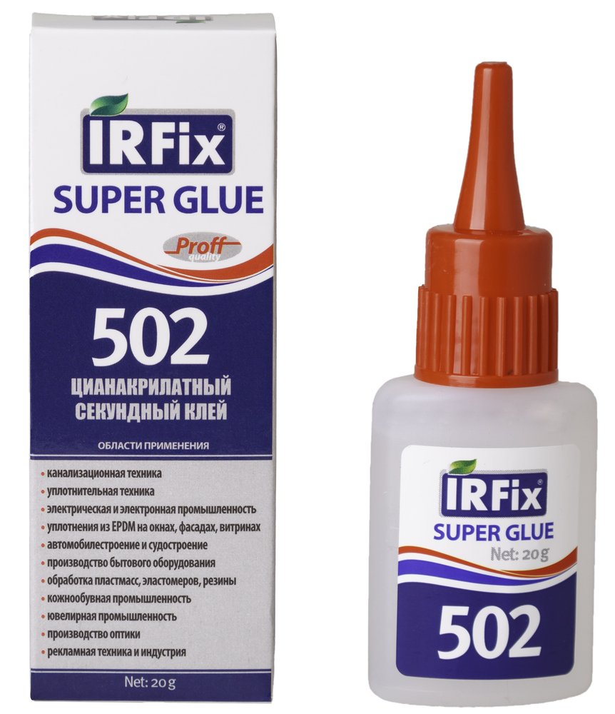 Секундный цианакрилатный клей IRFIX Super Glue 502 бесцветный 20 гр 20071
