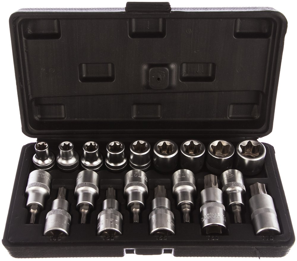 Набор головок TORX E10-E24, Т20-Т70 DR1/2', 19 шт., в пластиковом кейсе АвтоDело 39840 14635