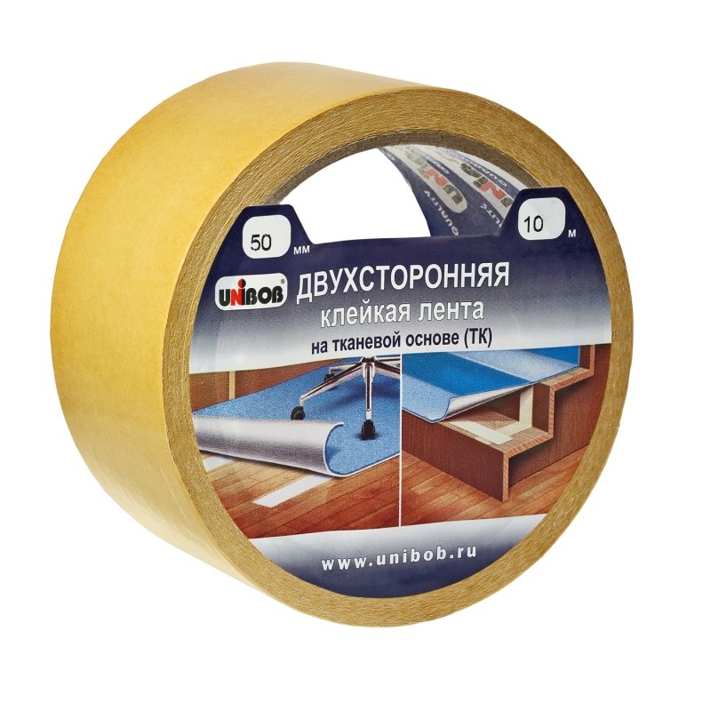 Двусторонняя тканевая клейкая лента UNIBOB 50 мм х 10 м 211743