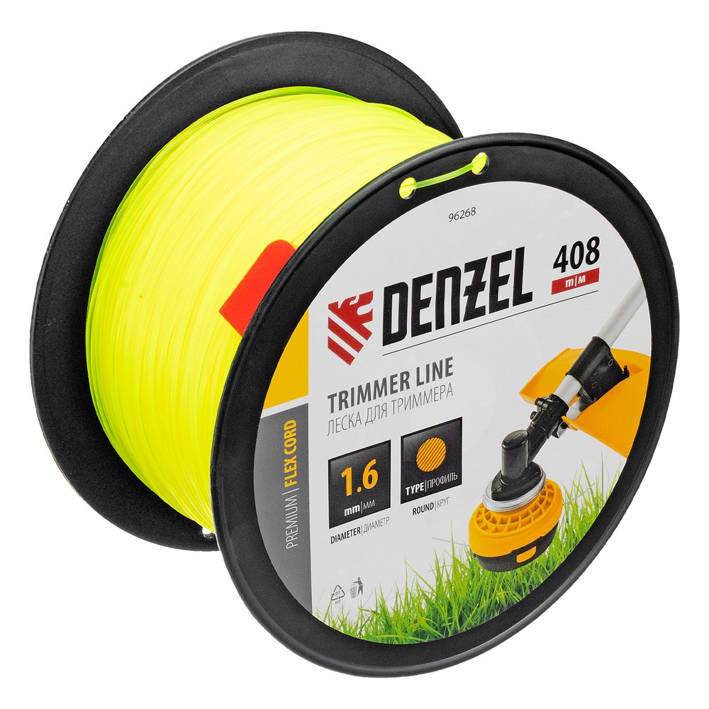 Леска FLEX CORD круглая 1.6 мм, 408 м, на DIN катушке для триммера Denzel 96268