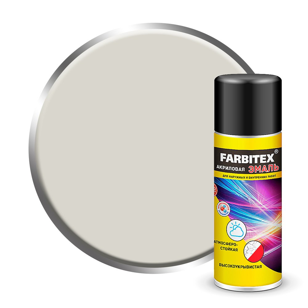 Акриловая эмаль Farbitex аэрозоль, 520 мл, RAL 9002 серо-белый 4100008945
