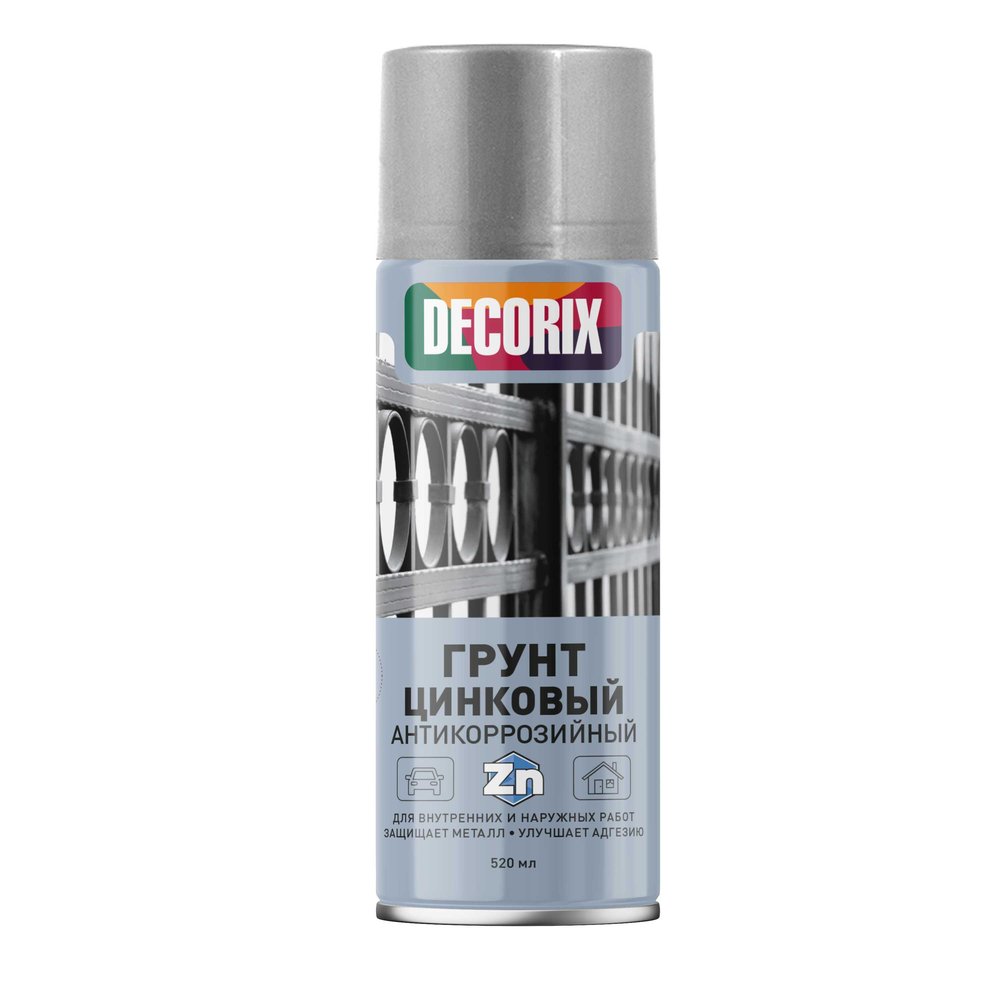 Аэрозольный грунт Decorix (антикоррозийный, цинковый, матовый, 520 мл) 0143-01 DX