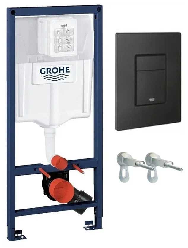 Система инсталляции для подвесного унитаза GROHE Solido 3 в 1 в сборе, H=1.13 м Rapid SL 38528001 + панель 38966KF0 матовый черный + комплект креплений 38811KF0 00000128769