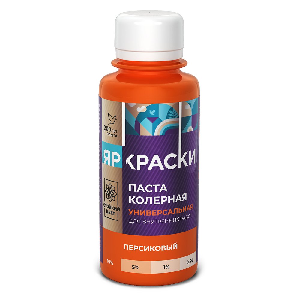 Универсальная колерная паста ЯРОСЛАВСКИЕ КРАСКИ персиковый, бутылка 0,1 л О04110