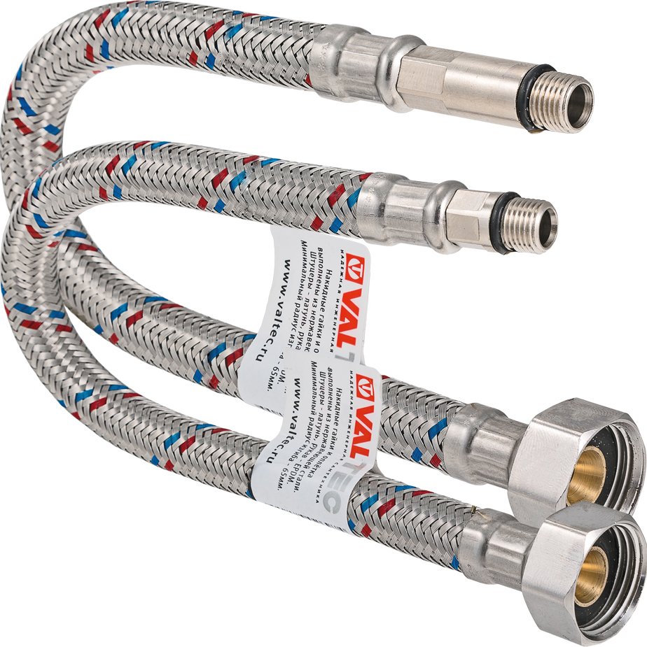 Гибкая подводка для смесителя Valtec комплект М10х18 мм М10х35 ммхG1/2” 120 см VTf.005.IS.0410120