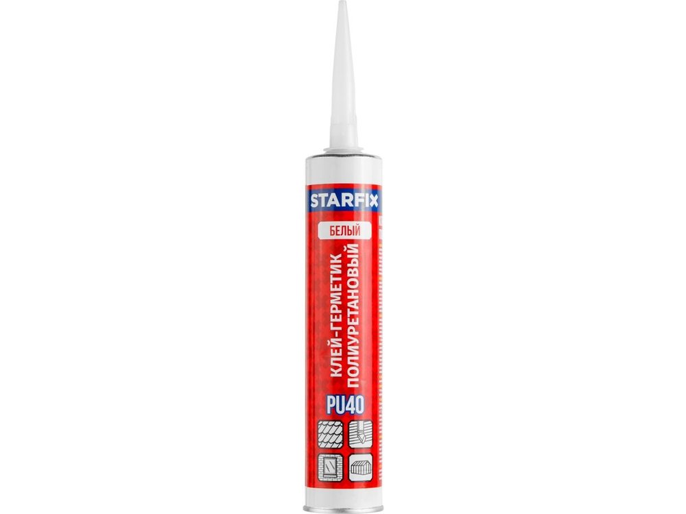 Клей-герметик STARFIX полиуретановый PU40, белый, 300 мл SM-85136-1