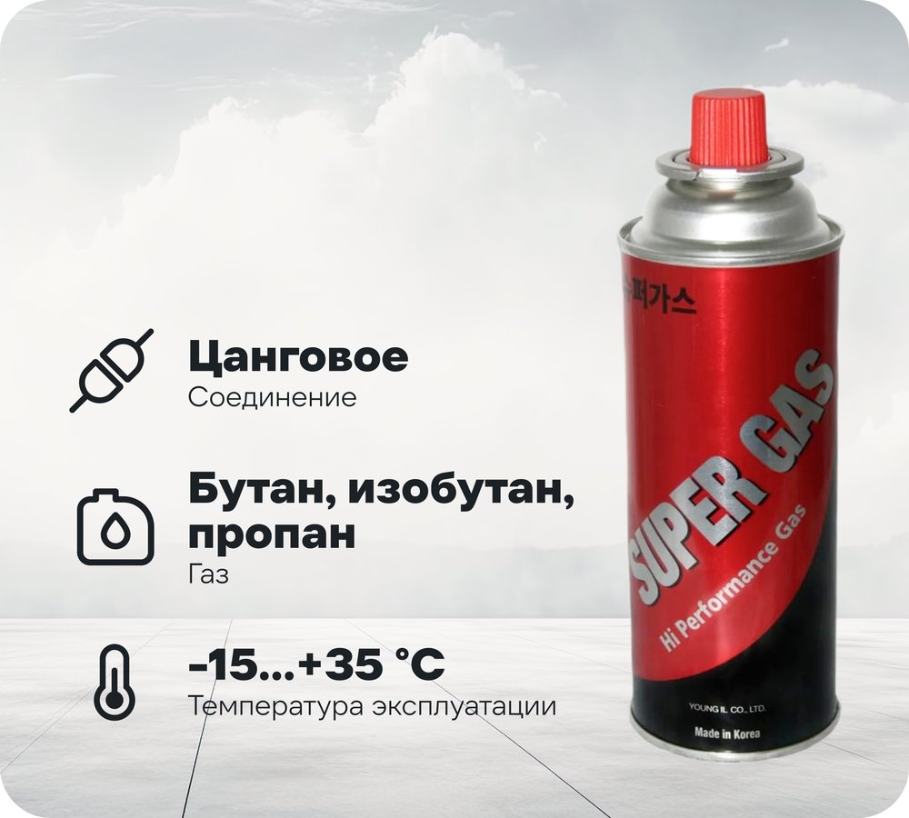 Баллон газовый набор 4 шт, всесезонный, цанговый для портативных газовых приборов SUPER GAS 2711139704