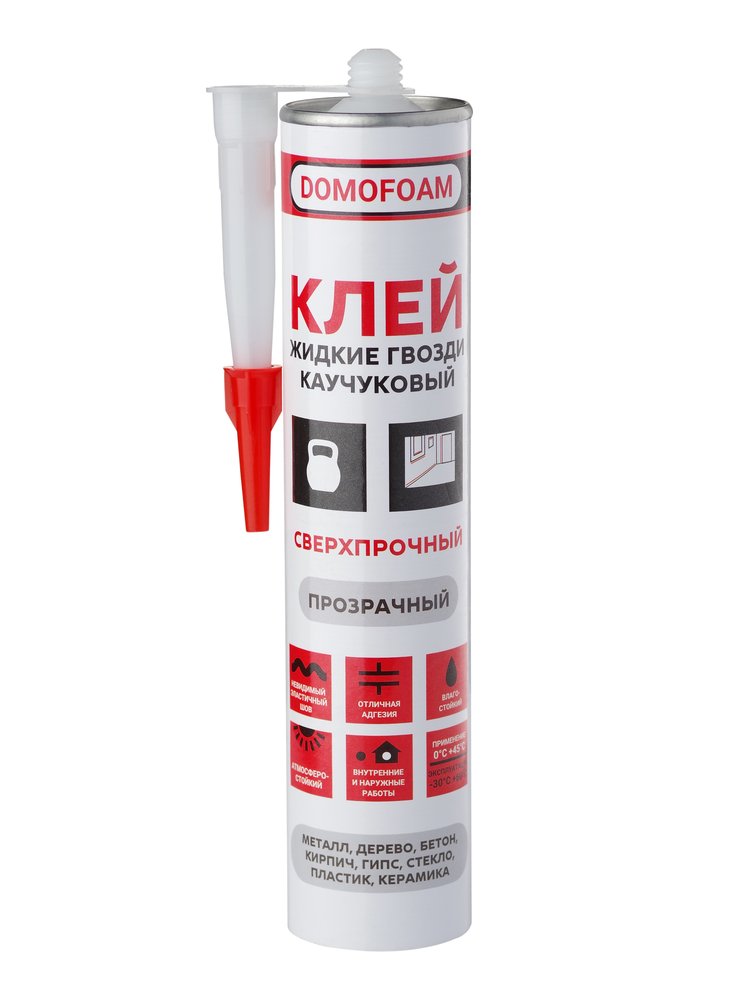 Клей каучуковый DOMOFOAM ЖГ сверхпрочный, 0.3 кг, прозрачный 9782107