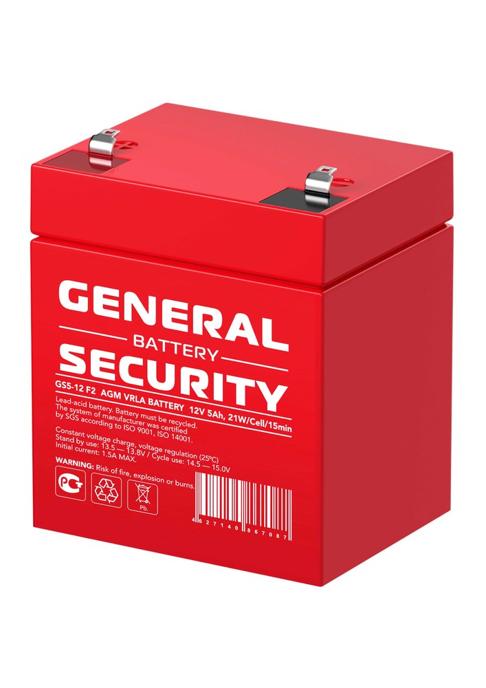 Аккумуляторная батарея General Security GS5-12 F2 12В, 5 Ач УТ-00001890