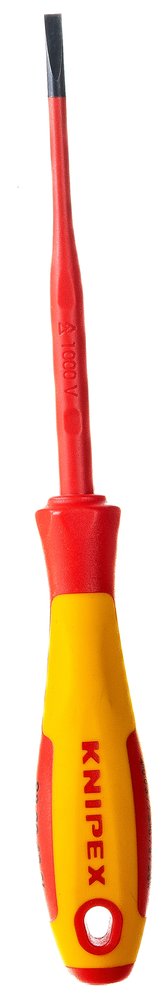 Отвертка KNIPEX SL4.0x0.8 шлицевая тонкая VDE, L  лезвия 100 мм, 1000V, 2-комп. рук-ка KN-982040SL