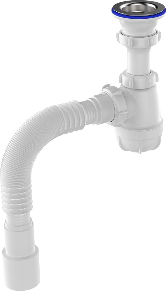 Сифон для умывальника Aquant 1 1/2'х40 с металлической решеткой с гофротрубой 40x40/50 S0115-35-MR