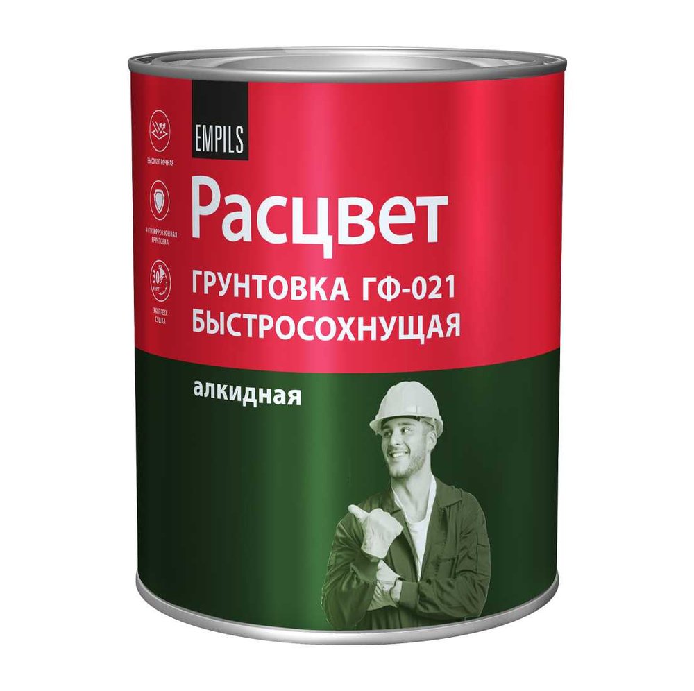 Быстросохнущая грунтовка Расцвет ГФ-021 серая, 1 кг 73565