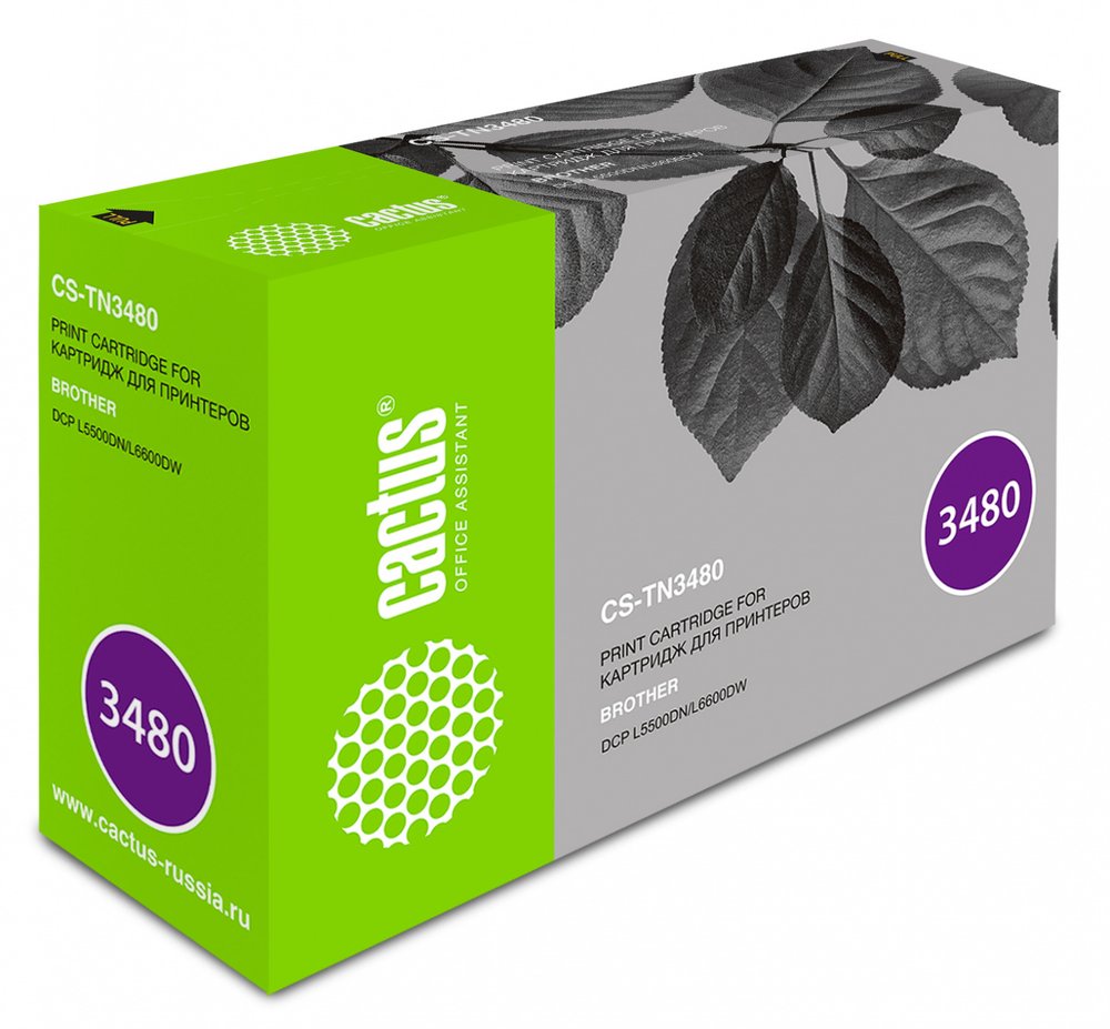 Лазерный картридж Cactus tn-3480 черный, 8000 страниц, для brother dcp l5500dn/ l6600dw CS-TN3480 489825