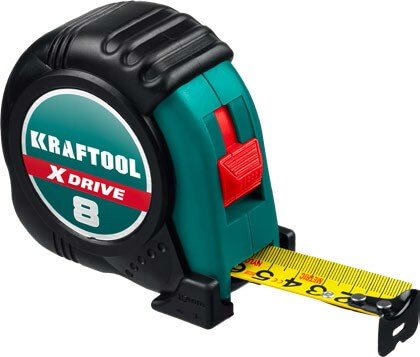 Рулетка KRAFTOOL X-Drive 8м/25мм с ударостойким обрезиненным корпусом 34122-08_z02