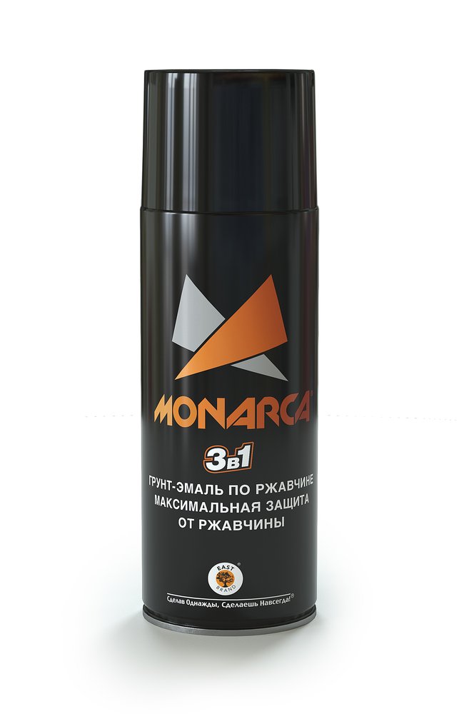 Аэрозольная грунт-эмаль Monarca по ржавчине RAL9005 Черный Глянцевый 89005