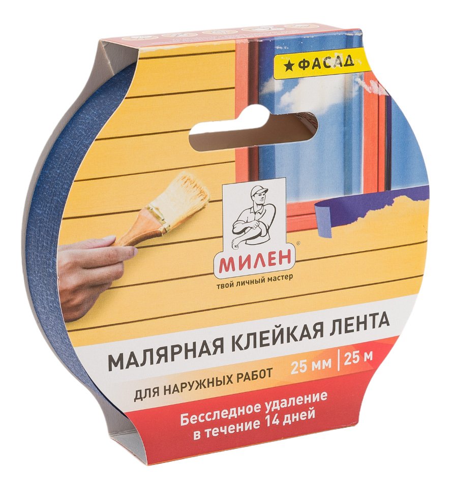 Малярная лента Милен бумажная, фасадная, 25ммx25м, 127880