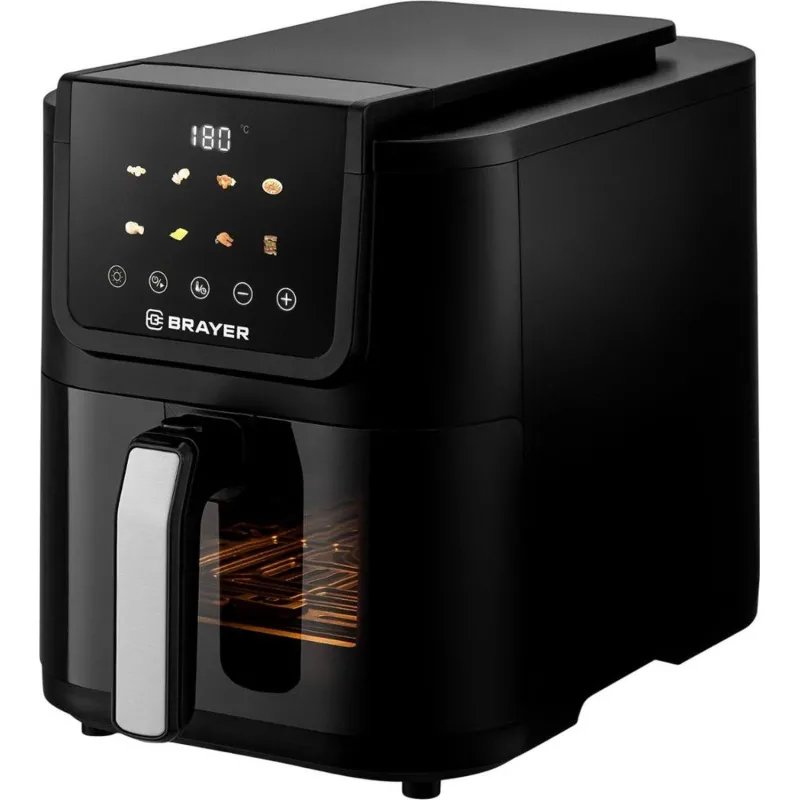 Аэрогриль BRAYER 2041BR,1500Вт,5л,t.200С, съем реш,тайм,LCD-дисп,8 прогр