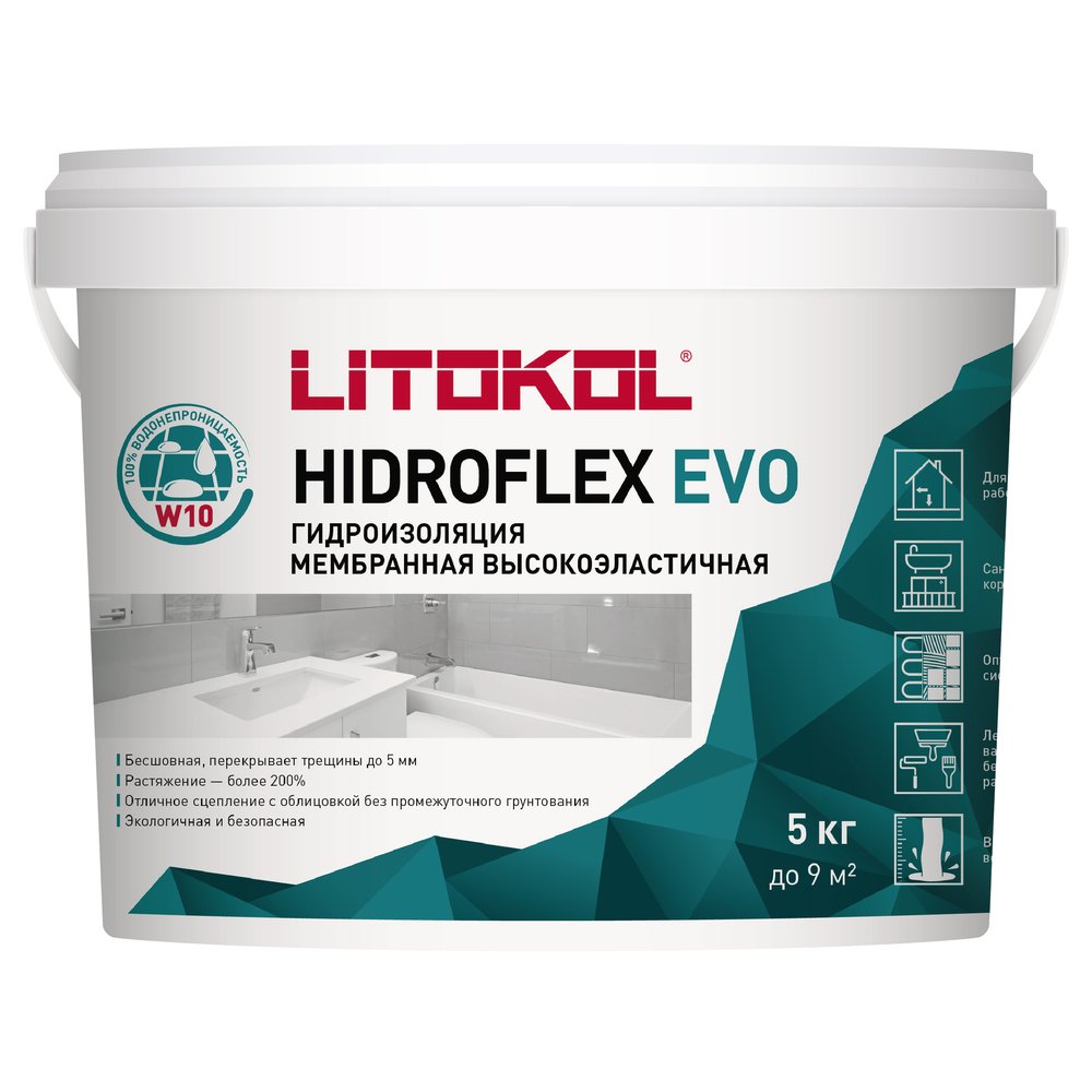 Мастика LITOKOL HIDROFLEX-гидроизоляция, 5 кг bucket 482570002