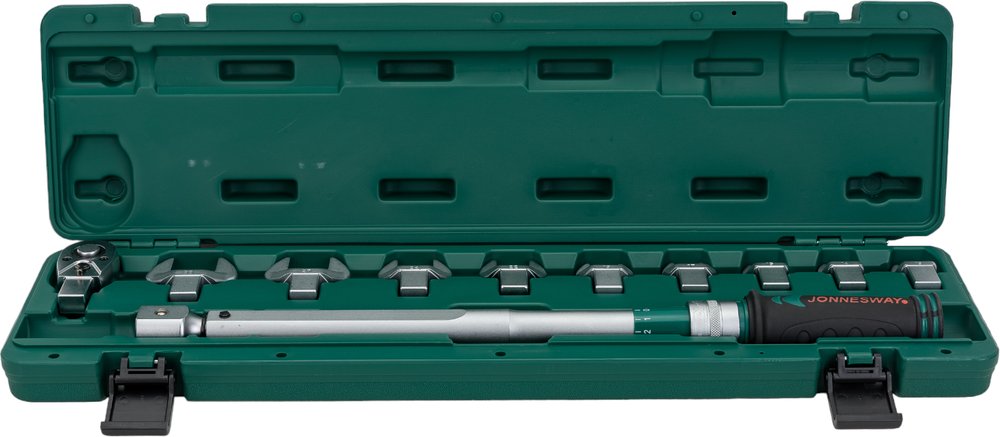 Динамометрический ключ Jonnesway T30200NS 1/2'DR со сменными рожковыми насадками 13-30 мм и приводом, 40-200 Нм 49853 049853