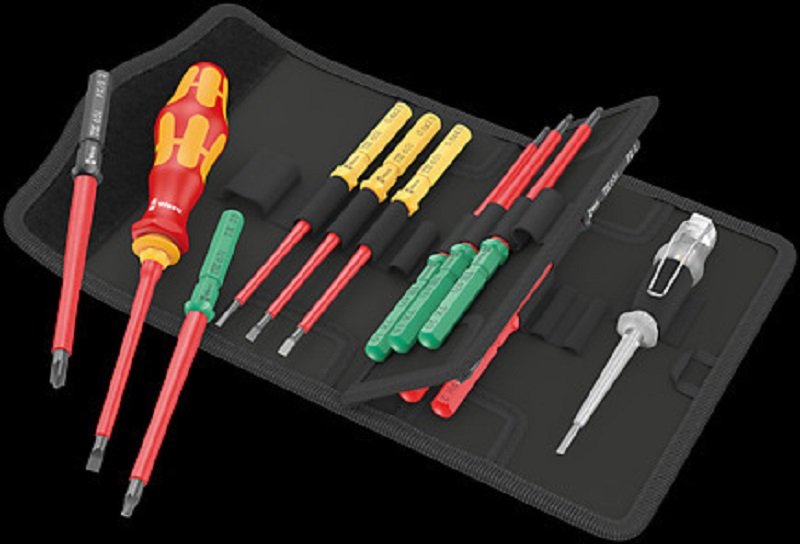 Набор насадок WERA Kraftform Kompakt VDE 16 Universal 1 Tool Finder с отвёрткой-битодержателем и пробником, 16 предметов WE-006607