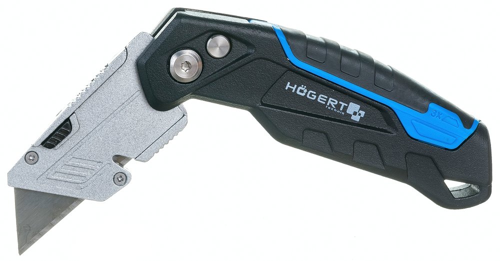 Складной нож HOEGERT TECHNIK с трапециевидным лезвием, в комплекте 3 запасных лезвия HT4C639