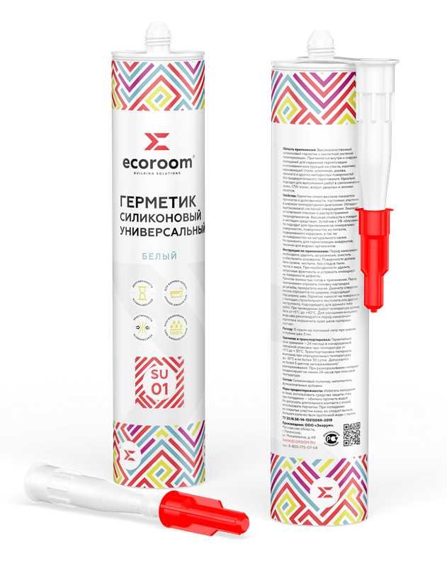 Герметик силиконовый универсальный ECOROOM SU-01, белый, 260мл 2211-1-260