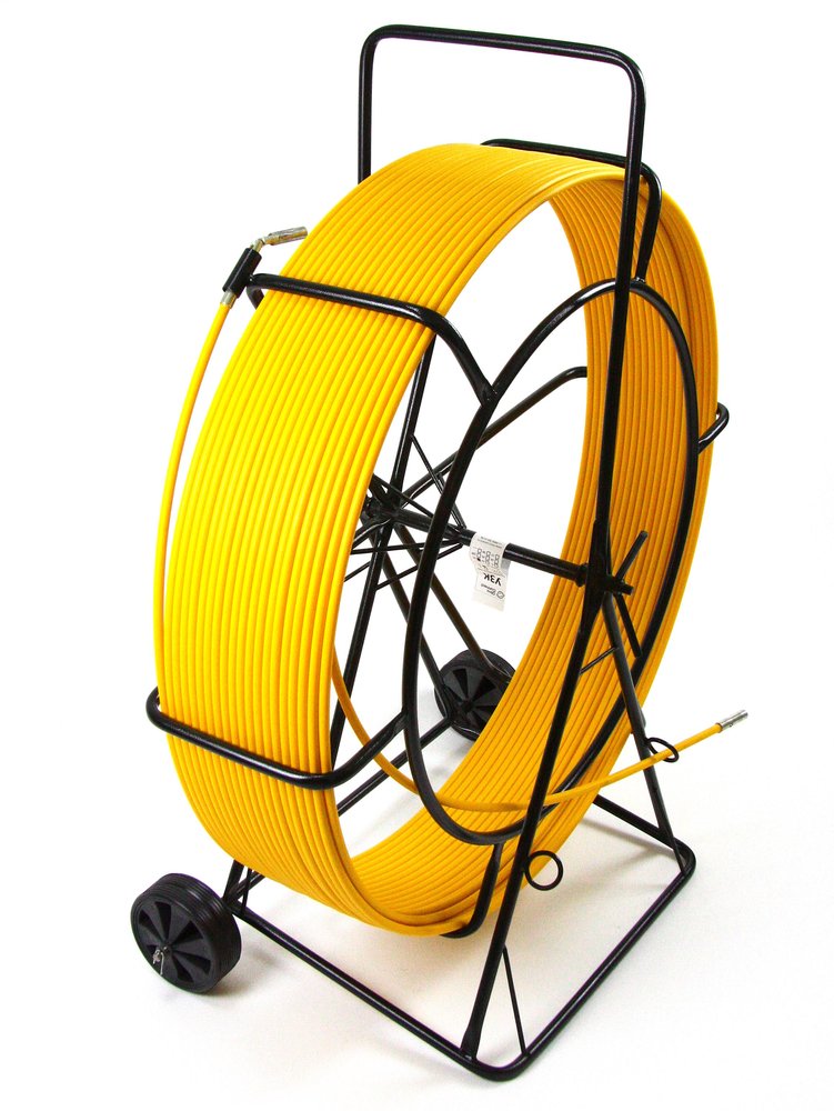 Протяжка для кабеля мини OlmiOn УЗК d=11 мм L=200 м на тележке, желтый СП-Т1-11/200