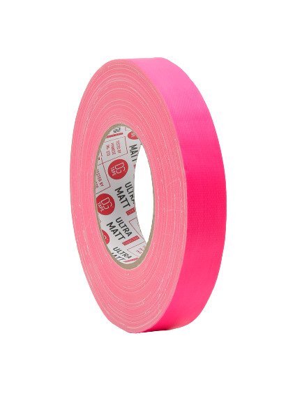 Клейкая лента DGTAPE ultraMATT - Гаффа тейп 25мм/50м - Розовый (светится в ультрафиолете) UMF25/50/P